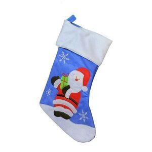 Northlight 15 Blue Red and White Embroidered Santa Claus Christmas Stocking
